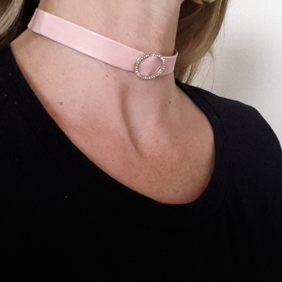 PINK Infinity Choker Simulated Diamonds Pendent Necklace Glam Prom Wedding NEW! - Picture 4 of 11